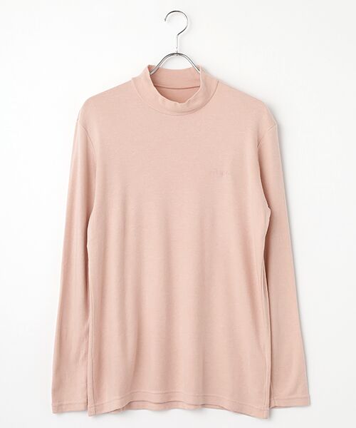 PAPAS/パパス レナースムースハイネック 長袖Tシャツ ピンク M