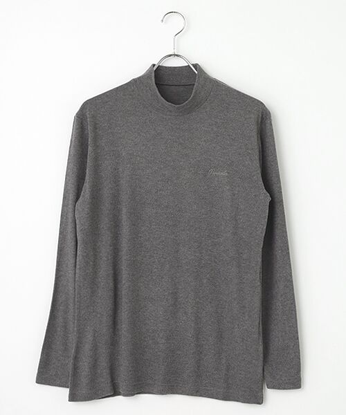 PAPAS/パパス レナースムースハイネック 長袖Tシャツ チャコール L