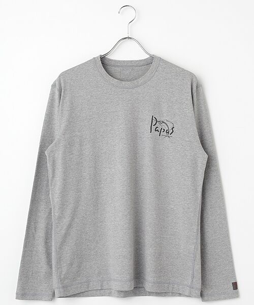 PAPAS/パパス ●定番●40/2天竺 カジキプリント 長袖Tシャツ TOPグレー LL PAPAS/パパス ●定番●40/2天竺 カジキプリント 長袖Tシャツ TOPグレー LL