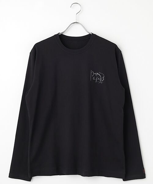 PAPAS/パパス ●定番●40/2天竺 カジキプリント 長袖Tシャツ クロ LL PAPAS/パパス ●定番●40/2天竺 カジキプリント 長袖Tシャツ クロ LL