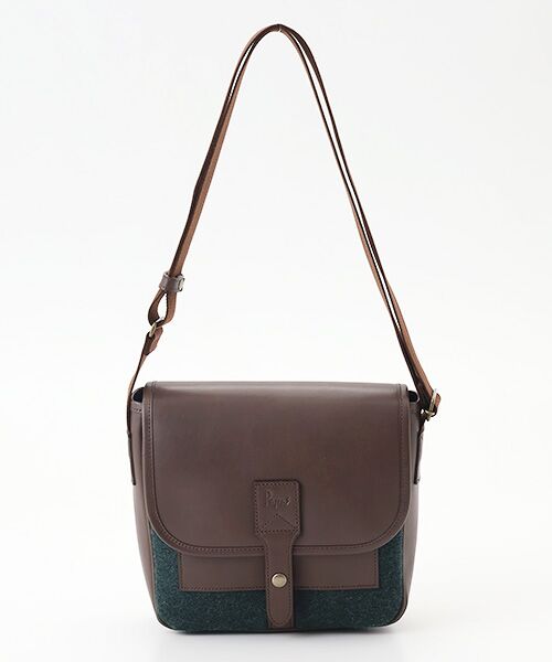 PAPAS / パパス ショルダーバッグ | メルトンウール×レザー ショルダーバッグ | 詳細1