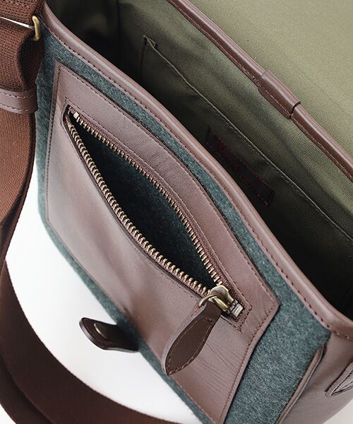 PAPAS / パパス ショルダーバッグ | メルトンウール×レザー ショルダーバッグ | 詳細6