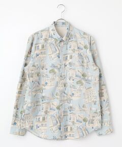 papas リネン　プリント柄 アロハシャツ リネンプリントシャツ【SUMMER RESORT】 （シャツ・ブラウス