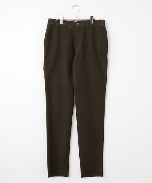 PAPAS/パパス コットン甘撚ストレッチ イージーパンツ ダークブラウン LL