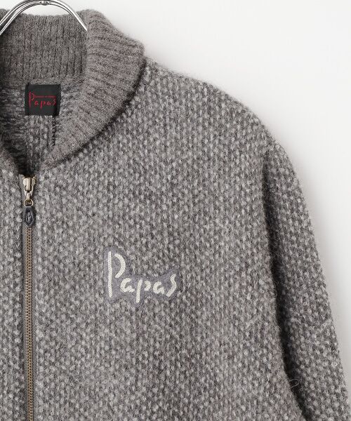 PAPAS / パパス ブルゾン | ブークレ ジャガード編ミ5G ニットブルゾン | 詳細2
