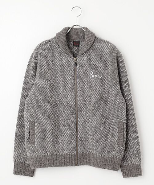 PAPASパパス 日本製 ラム×ウール ワッペン付き チェック柄 中綿ブルゾン PAPASパパス 日本製 ラム×ウール ワッペン付き チェック柄 中綿