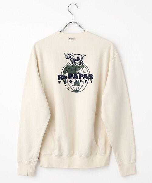 PAPAS / パパス スウェット | Re PAPAS PROJECT 反毛裏毛 クルーネックトレーナー | 詳細1