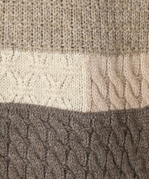 PAPAS / パパス パーカー | 4種4色ケーブル パッチワーク風 7G ニットパーカー | 詳細4