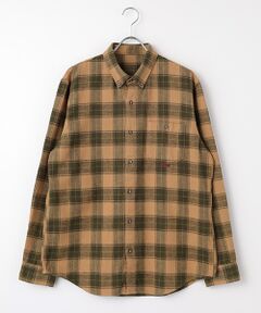 PAPAS / パパス シャツ・ブラウス | ラフィヘリンボンチェック起毛 ボタンダウンシャツ