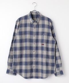 PAPAS / パパス シャツ・ブラウス | ラフィヘリンボンチェック起毛 ボタンダウンシャツ