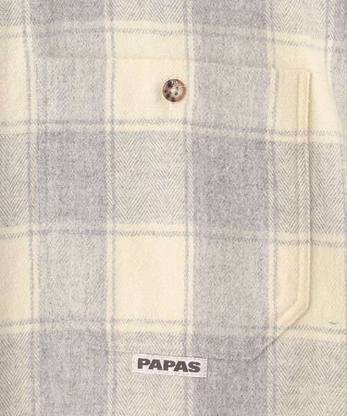 PAPAS / パパス シャツ・ブラウス | ラフィヘリンボンチェック起毛 ボタンダウンシャツ | 詳細1