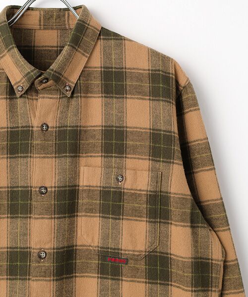 PAPAS / パパス シャツ・ブラウス | ラフィヘリンボンチェック起毛 ボタンダウンシャツ | 詳細3