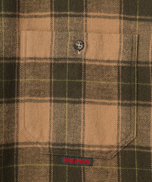 PAPAS / パパス シャツ・ブラウス | ラフィヘリンボンチェック起毛 ボタンダウンシャツ | 詳細5