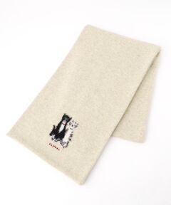 PAPAS / パパス マフラー・ショール・スヌード・ストール | ウールニットインターシャ7G ネコ柄 マフラー