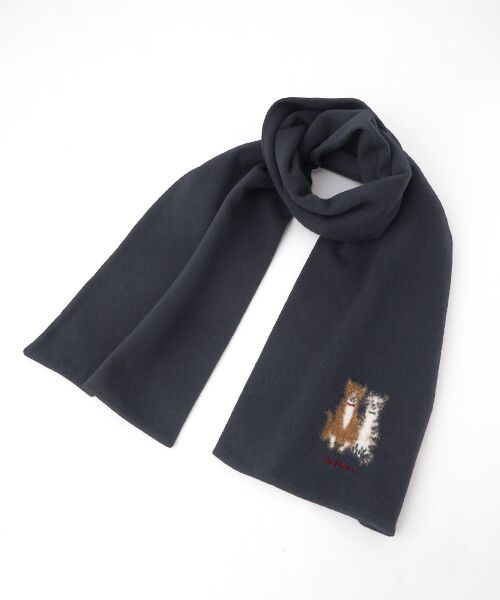 PAPAS / パパス マフラー・ショール・スヌード・ストール | ウールニットインターシャ7G ネコ柄 マフラー | 詳細4