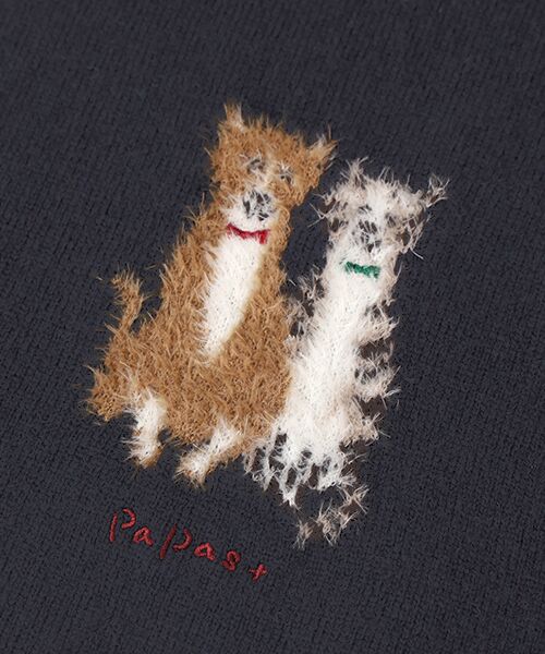 PAPAS / パパス マフラー・ショール・スヌード・ストール | ウールニットインターシャ7G ネコ柄 マフラー | 詳細5