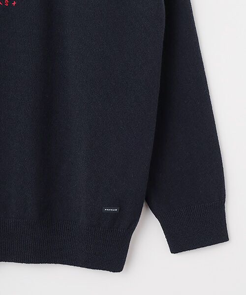 PAPAS / パパス ニット・セーター | ウールニットインターシャ7G ネコ柄 クルーネックセーター | 詳細7
