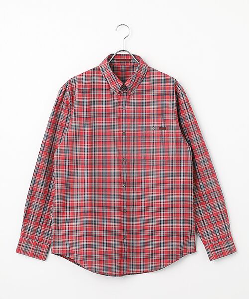 PAPAS / パパス シャツ・ブラウス | 高密度タータンチェックシャツ（カーマイン系）