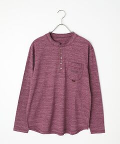 PAPAS / パパス Tシャツ | インディゴ調天竺 ヘンリーネックTシャツ