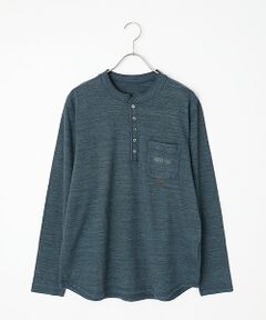 PAPAS / パパス Tシャツ | インディゴ調天竺 ヘンリーネックTシャツ
