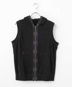 PAPAS / パパス ベスト | ストレッチ裏毛 フード付きベスト