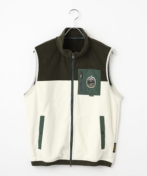 PAPAS / パパス ベスト | ポーラテックマイクロフリース スタンドカラーベスト（カーキ）