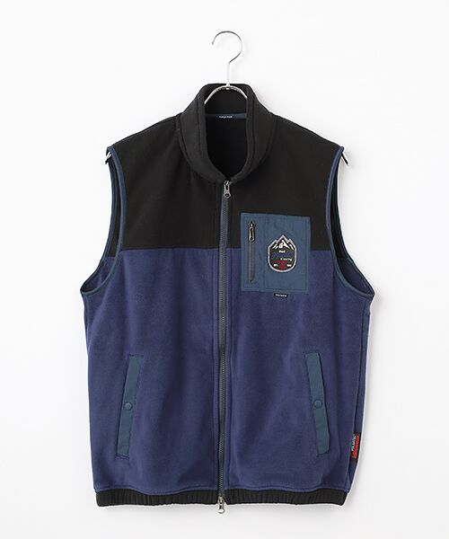 PAPAS / パパス ベスト | ポーラテックマイクロフリース スタンドカラーベスト（ネイビー）