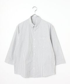超長綿高密度 ストライプシャツ[七分袖]