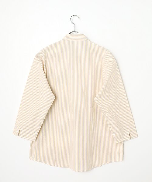 PAPAS / パパス シャツ・ブラウス | 超長綿高密度 ストライプシャツ[七分袖] | 詳細1