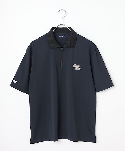 PAPAS / パパス ポロシャツ | ベアスムース ハーフジップポロシャツ（クロ）