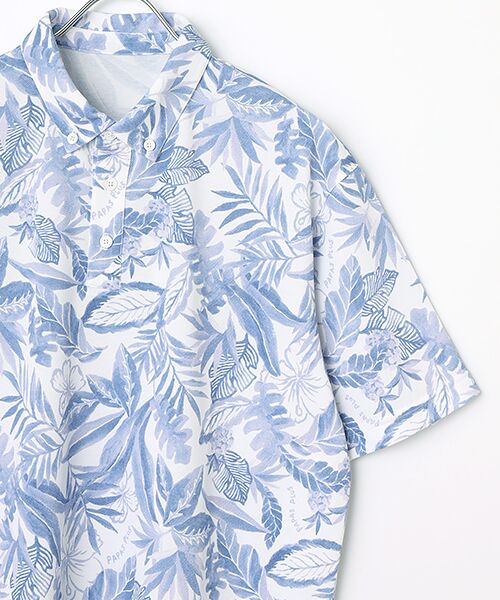 PAPAS / パパス ポロシャツ | ハワイアンリーフ柄 鹿の子ポロシャツ | 詳細2