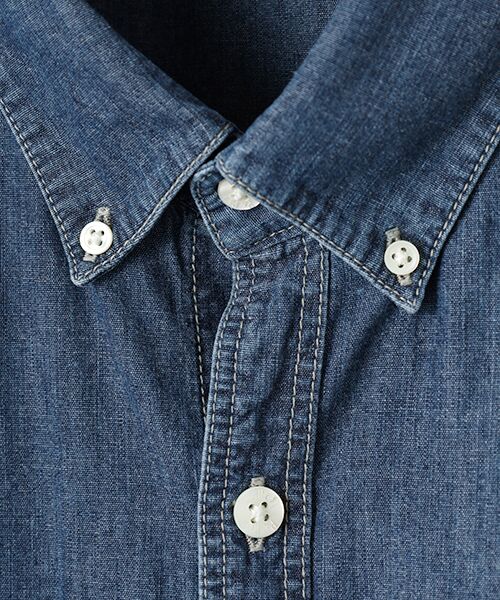 PAPAS / パパス シャツ・ブラウス | コットンインディゴダンガリー ボタンダウンシャツ | 詳細6