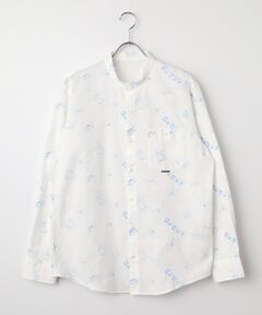 PAPAS / パパス シャツ・ブラウス | ダンガリー刺繍 マリン柄 スタンドカラーシャツ