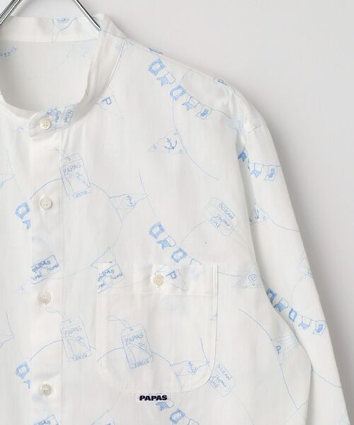 PAPAS / パパス シャツ・ブラウス | ダンガリー刺繍 マリン柄 スタンドカラーシャツ | 詳細2