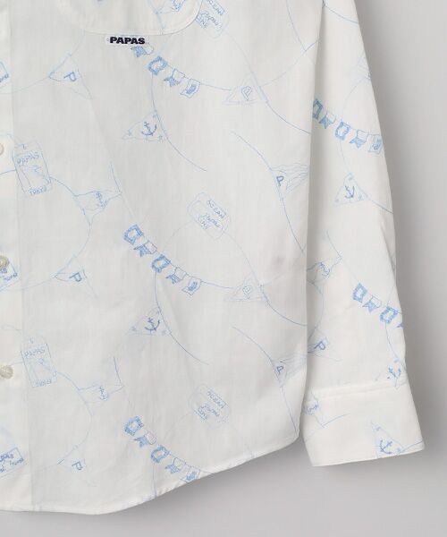 PAPAS / パパス シャツ・ブラウス | ダンガリー刺繍 マリン柄 スタンドカラーシャツ | 詳細3