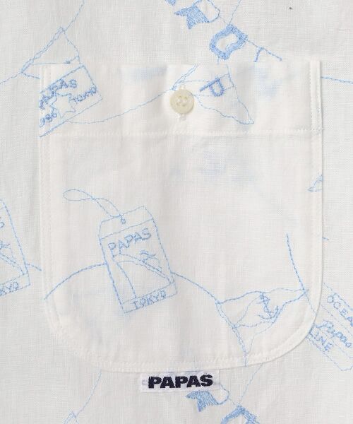 PAPAS / パパス シャツ・ブラウス | ダンガリー刺繍 マリン柄 スタンドカラーシャツ | 詳細4