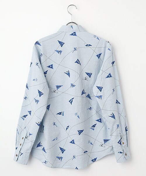 PAPAS / パパス シャツ・ブラウス | コットンサッカープリント マリン柄 ボタンダウンシャツ | 詳細1