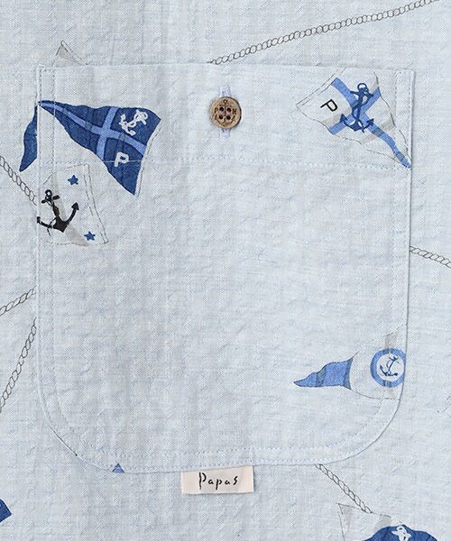 PAPAS / パパス シャツ・ブラウス | コットンサッカープリント マリン柄 ボタンダウンシャツ | 詳細4