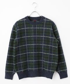 PAPAS / パパス ニット・セーター | インターシャ縮絨加工 7G クルーネックセーター