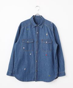 PAPAS / パパス シャツ・ブラウス | 6ozリングオールドデニム 刺繍シャツ