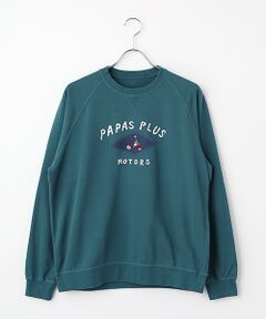 PAPAS / パパス スウェット | フレンチテリーミニ裏毛 ペンギン刺繍 クルーネックトレーナー