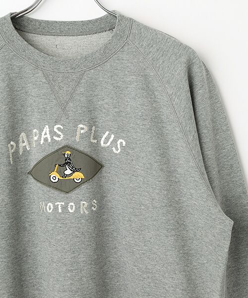 PAPAS / パパス スウェット | フレンチテリーミニ裏毛 ペンギン刺繍 クルーネックトレーナー | 詳細3
