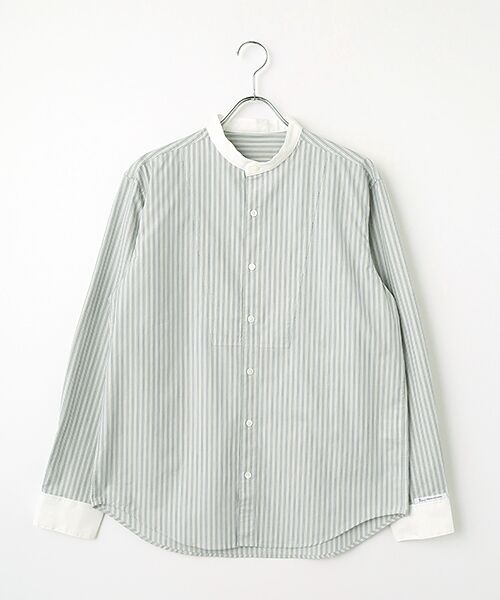 PAPAS / パパス シャツ・ブラウス | スビンゴールドシュプリーム クレリックシャツ（ブルー系ストライプ）
