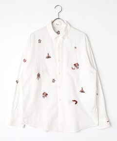 PAPAS / パパス シャツ・ブラウス | ビエラ起毛 インディアン飛び柄 刺繍シャツ