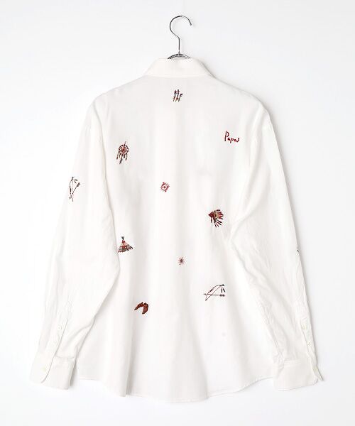 PAPAS / パパス シャツ・ブラウス | ビエラ起毛 インディアン飛び柄 刺繍シャツ | 詳細1