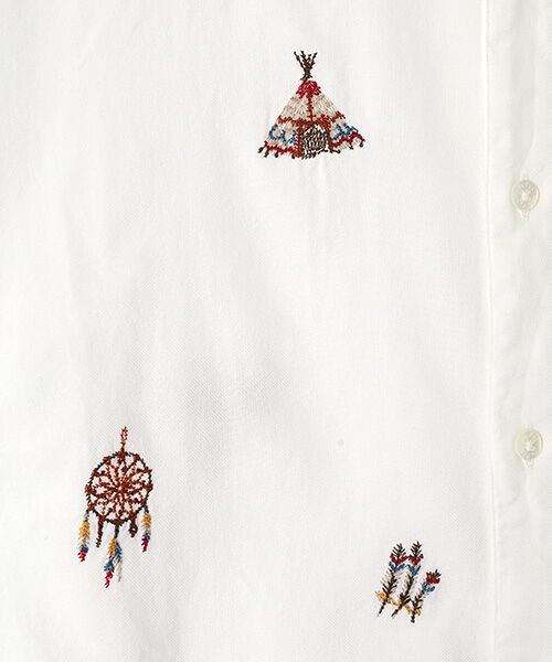 PAPAS / パパス シャツ・ブラウス | ビエラ起毛 インディアン飛び柄 刺繍シャツ | 詳細5