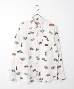 PAPAS / パパス シャツ・ブラウス | フレンチリネンシャンブレー ピックアップトラック プリントシャツ