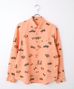 PAPAS / パパス シャツ・ブラウス | フレンチリネンシャンブレー ピックアップトラック プリントシャツ