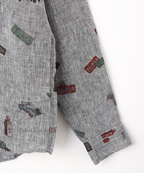 PAPAS / パパス シャツ・ブラウス | フレンチリネンシャンブレー ピックアップトラック プリントシャツ | 詳細5