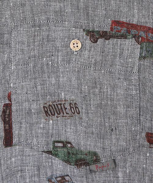 PAPAS / パパス シャツ・ブラウス | フレンチリネンシャンブレー ピックアップトラック プリントシャツ | 詳細6